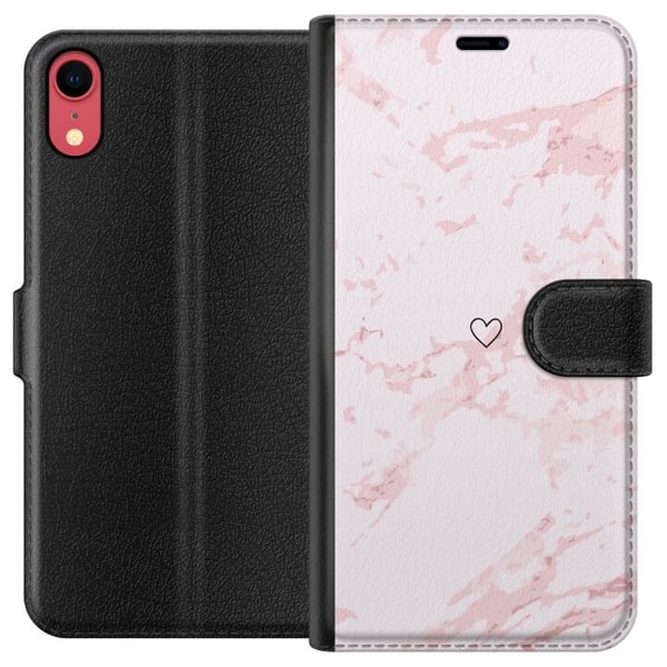 Tegnebogsetui til Apple iPhone XR med Rosa Hjerte motiv