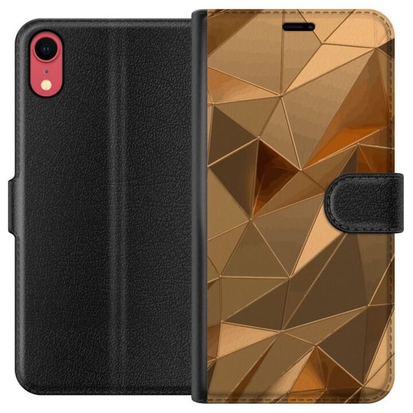 Lommeboketui til Apple iPhone XR med 3D Gull motiv
