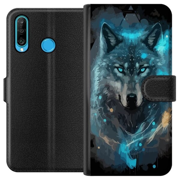 Lommeboketui til Huawei P30 lite med Ulve motiv