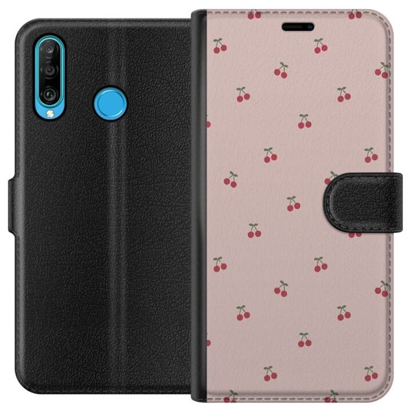 Tegnebogsetui til Huawei P30 lite med Kirsebær motiv