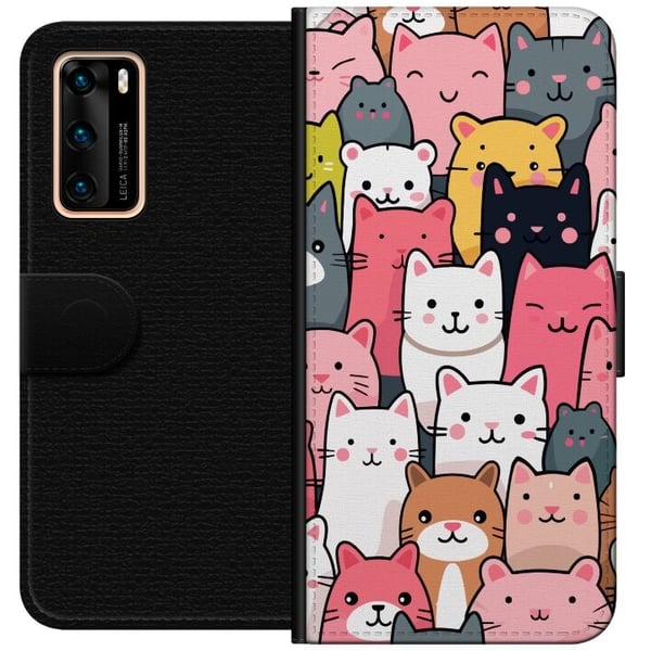 Lommeboketui til Huawei P40 med Kattmønster motiv