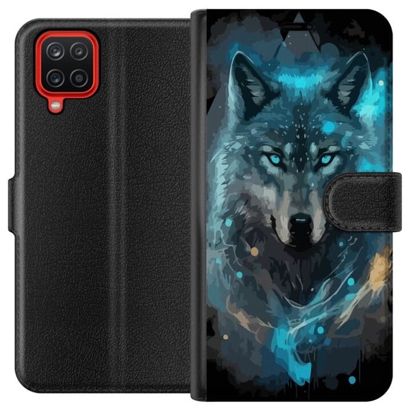 Plånboksfodral till Samsung Galaxy A12 med Varg motiv Plånboksfodral till Samsung Galaxy A12 med Varg motiv