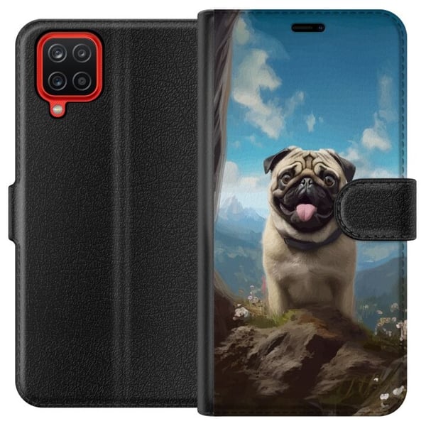 Plånboksfodral till Samsung Galaxy A12 med Glad Hund motiv