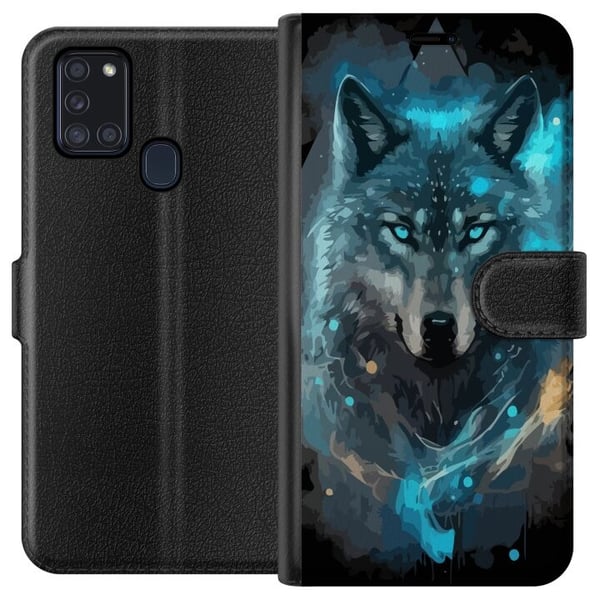 Lommeboketui til Samsung Galaxy A21s med Ulve motiv