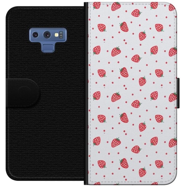 Tegnebogsetui til Samsung Galaxy Note9 med Jordbær motiv