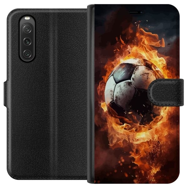 Tegnebogsetui til Sony Xperia 10 V med Fodbold motiv