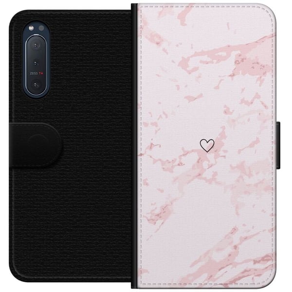 Lommeboketui til Sony Xperia 5 II med Rosa Hjerte motiv