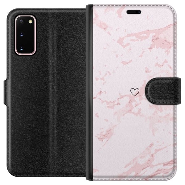 Lommeboketui til Samsung Galaxy S20 med Rosa Hjerte motiv