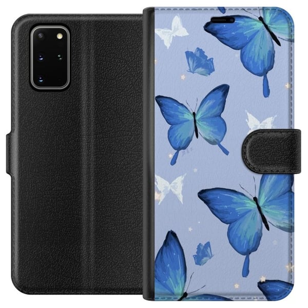 Lommeboketui til Samsung Galaxy S20+ med Blå sommerfugler motiv