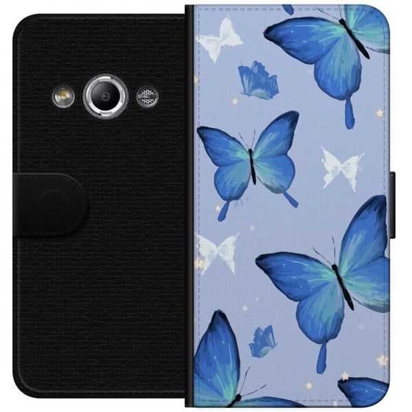 Lommeboketui til Samsung Galaxy Xcover 3 med Blå sommerfugler motiv