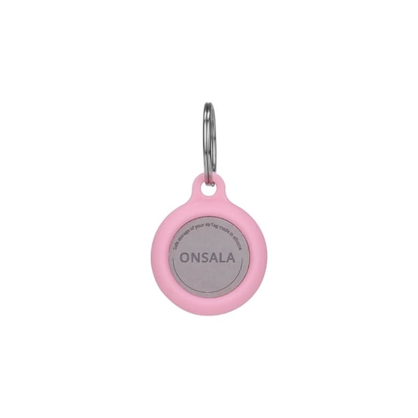 Onsala Airtag Holder Silikon Rosa med Nøkkelring