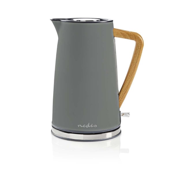 Nedis Vannkoker | 1.7 l | Soft-Touch | Grå | Roterbar 360 grader | Skjult varmeelement | Strix® kontroll | Koketørr beskyttelse
