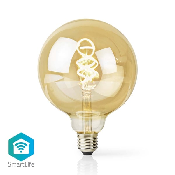 Nedis SmartLife LED Lyspære | E27 | 360 lm | 4.90 W | Varm til avkjølt hvitt | 1800 - 6500 K | Glass | Android™ / IOS | Globe | 1 stk