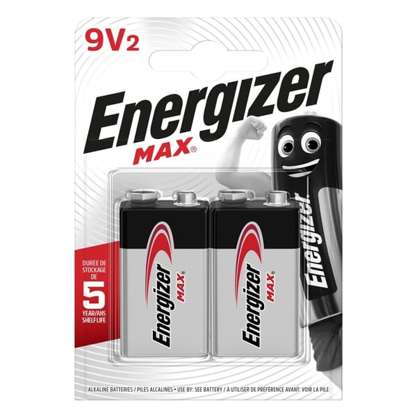 Alkalisk batteri 9V | 6LR61 | 2-Blister | Sølv