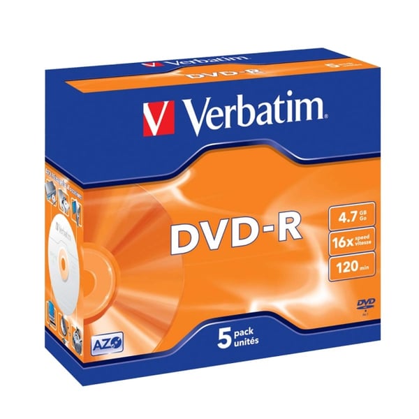 DVD-R AZO 16x 4.7GB 5 Pack Jewel Case Mat Sølv DVD-R AZO 16x 4.7GB 5 Pack Jewel Case Mat Sølv