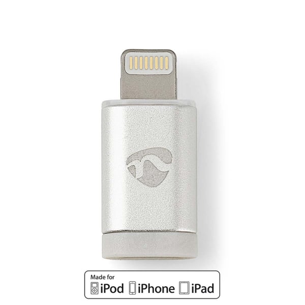 Nedis Lightning Adapter | Apple Lightning 8-pin | USB Micro-B Hun | Guldplateret | Runde | Aluminium | Cover Window Box