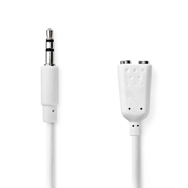 Nedis Stereo Audio kabel | 3.5 mm Hanstik | 2 x 3.5 mm Hunstik | Nikkelplateret | 0.20 m | Runde | Hvid | Konvolut