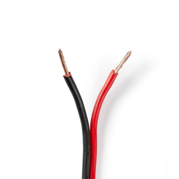 Nedis Højtaler Kabel | 2 x 1.50 mm² | CCA | 100 m | Runde | PVC | Rød / Sort | Folie