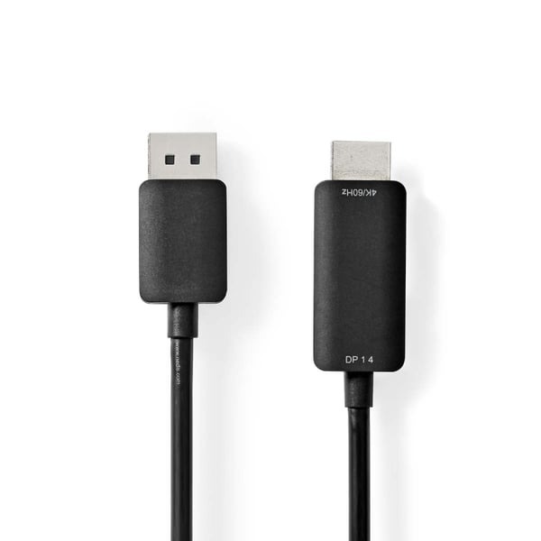 Nedis DisplayPort kaapeli | DisplayPort uros | HDMI™ liitin | 4K@60Hz | Niklattu | 2.00 m | Pyöreä | PVC | Musta | Muovipussi