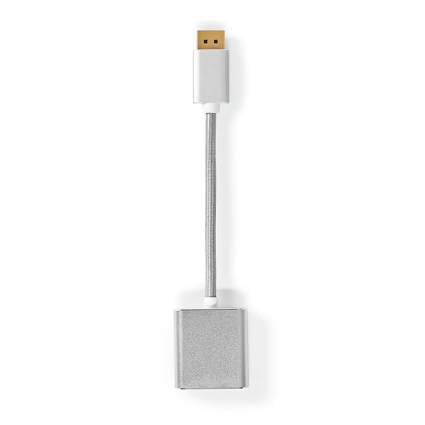 Nedis Displayport-kabel | DisplayPort Han | DVI-D 24+1-Pins Hun | 1080p | Gull belagt | 0.20 m | Rund | Flettet | Sølv | Deksel Vindusboks