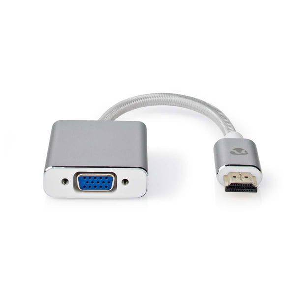 Nedis VGA-adapter | HDMI ™ -kontakt | VGA Hun 15p | Gull belagt | Rett | Aluminium / Stoff | Sølv | Deksel Vindusboks