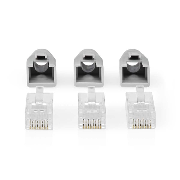 Nedis RJ45-liitin | RJ45 Pass Through | Kiinteä/juosteinen UTP CAT6 | Suora | Kullattu | 10 kpl | Polycarbonate | Harmaa / Musta / Valkoinen | Laatikk