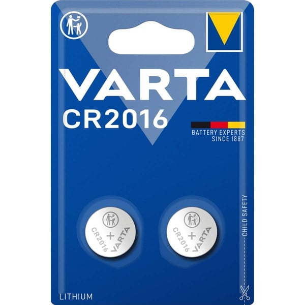 Varta Lithium knappecellebatteri CR2016 | 3 V DC | 87 mAh | 2-Blister | Sølv