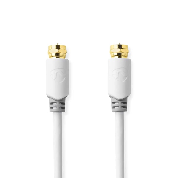 Nedis Satellite & Antennekabel | F Han | F Han | Gull belagt | 90 dB | 75 Ohm | Singel Skjermet | 1.00 m | Rund | PVC | Hvit | Boks