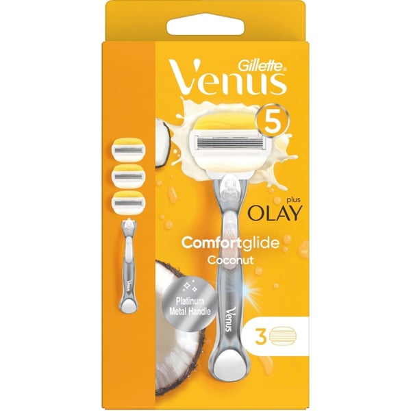Gillette Barberhøvel Comfortglide Coconut m Olay 3stk Gillette Barberhøvel Comfortglide Coconut m Olay 3stk
