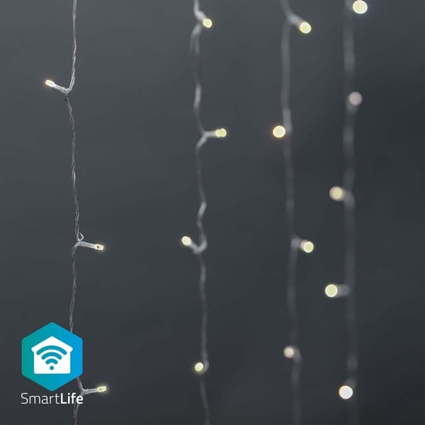 Nedis SmartLife Julelys | Gardin | Wi-Fi | Varm til avkjølt hvitt | 200 LED's | 3.00 m | Android™ / IOS