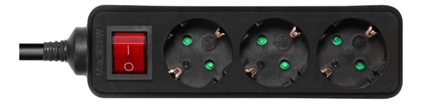 DELTACO outlet 3xCEE 7/3 1xCEE 7/7 switch 5m black