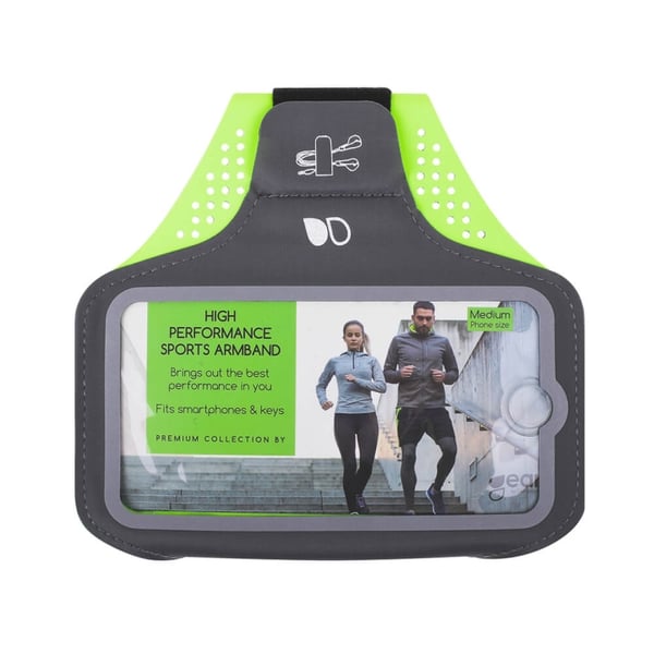 Gear Sportarmbånd Premium Universal Medium 5,5" Grå/Gul