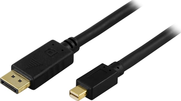 DELTACO DisplayPort til Mini DisplayPort monitorkabel, 20-pin han-han, Svart
