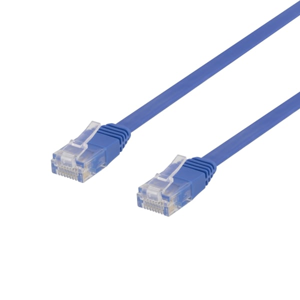 DELTACO U/UTP Cat6 patchkabel, flat, 0,3 m, 250 MHz, blå