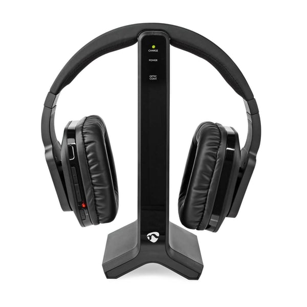 Nedis Trådløs TV hodetelefoner | RF, frequency 2.4 GHz | Over-Ear | Batteri 1 driftstid standard bruk: 480 min | 25 m | Digital lyd | Sort
