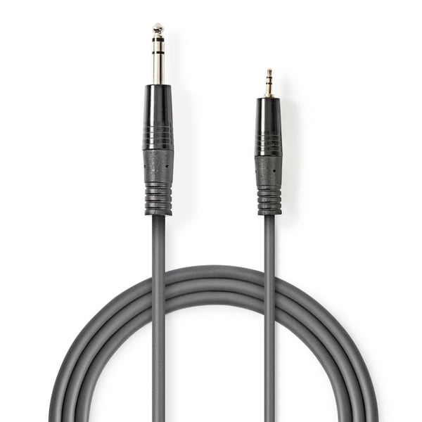Nedis Stereo lydkabel | 6.35 mm Han | 3.5 mm Han | Nikkel belagt | 1.50 m | Rund | Mørk Grå | Pappetui