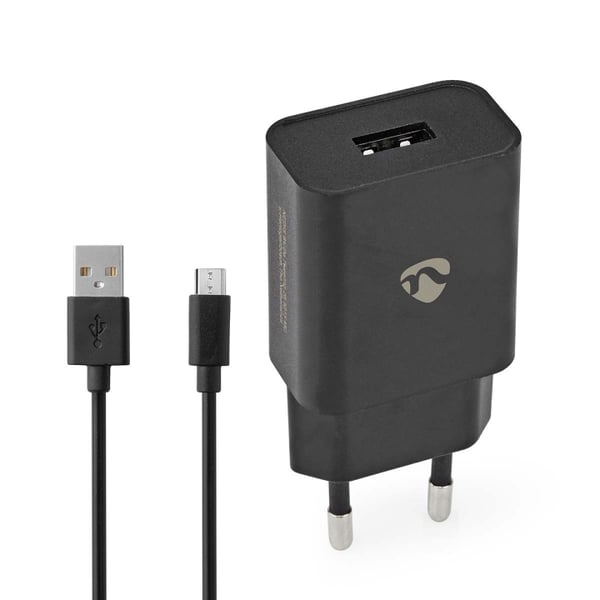 Nedis Vægoplader | 12 W | 1x 2.1 A A | Antal output: 1 | USB-A | Micro USB (Loose) kabel | 1.00 m | Single Voltage Output | Sort