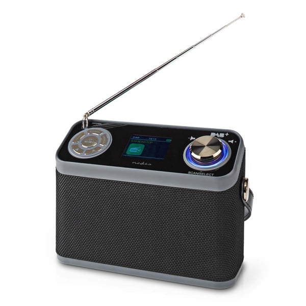 Nedis DAB+ Radio | Bord design | DAB+ / FM | 2.40 " | Farge skjerm | Batteri drevet / Nettstrøm drevet | Digitalt | 24 W | Bluetooth® | Hodetelefonutg