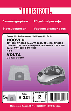 hanestroem Dammsugarpåsar Hanestrom Hoover TW 1650  Sprint