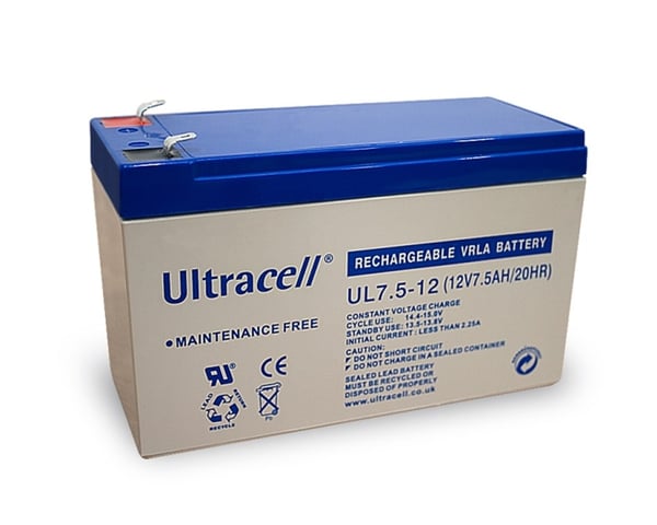 Ultracell Blybatteri 12 V, 7,5 Ah (UL7,5-12) Faston (4,8 mm) Blybatteri