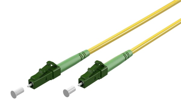 Goobay Lyslederkabel (FTTH), Singlemode (OS2) Yellow, gul (Simplex), 15 m fiberoptisk kabel, LC-APC (8°) stik > LC-APC (8°) stik, halogenfri kabelkapp