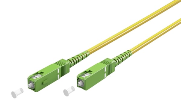 Goobay Fiberoptisk kabel (FTTH), Singlemode (OS2) Gul, gul (Simplex), 15 m plugg SC-APC (8°) > plugg SC-APC (8°), halogenfri kabelmantel (LSZH)