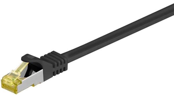 Goobay RJ45 netværkskabel S/FTP (PiMF), 500 MHz, med CAT 7 råkabel, sort, 3 m LSZH halogenfri kabelkappe, kobber, RJ45-hanstik (CAT 6A)