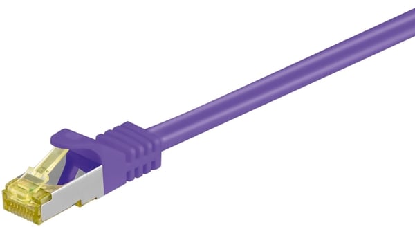 Goobay RJ45 netværkskabel S/FTP (PiMF), 500 MHz, med CAT 7 råkabel, violet, 20 m LSZH halogenfri kabelkappe, kobber, RJ45-hanstik (CAT 6A)