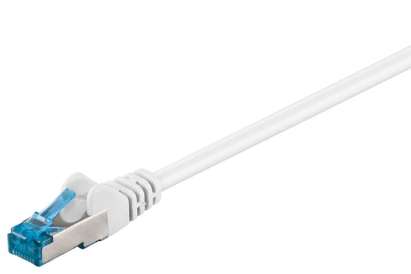 Goobay Kretskabel CAT 6A, S/FTP (PiMF), hvit, 0,5 m kobberleder (CU), halogenfri kabelmantel (LSZH)