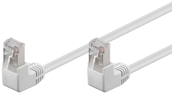 Goobay Netværkskabel CAT 5e vinklet 2x 90°, F/UTP, hvid, 5 m kobberbeklædt aluminiumleder (CCA), 2x RJ45-stik 90 ° (8P8C)