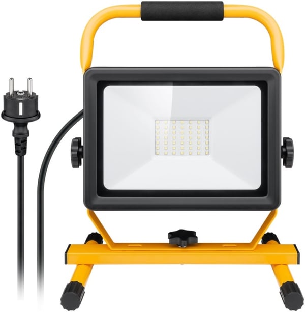 Goobay LED-konstruksjonslyskaster med sokkel, 50 W med 4250 lm og kjølig hvitt lys (6500 K), egnet for innendørs og utendørs bruk (IP65)