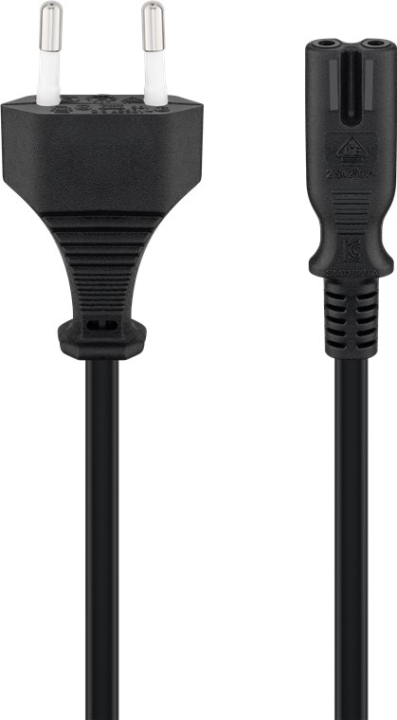 Goobay Tilslutningskabel Euro-stik, 1,5 m, sort Euro-stik (type C, CEE 7/16) > apparatudtag C7