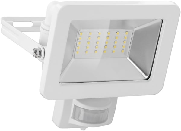 Goobay Utendørs LED-lyskaster, 30 W, med bevegelsesdetektor med 2550 lm, nøytralt hvitt lys (4000 K), PIR-sensor med PÅ/AV-funksjon og M16-kabelgjenno