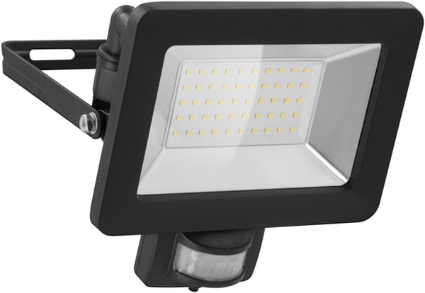 Goobay LED-strålkastare för utomhusbruk, 50 W, med rörelsedetektor med 4250 lm, neutralt vitt ljus (4000 K), PIR-sensor med ON/OFF-funktion och M16 ka